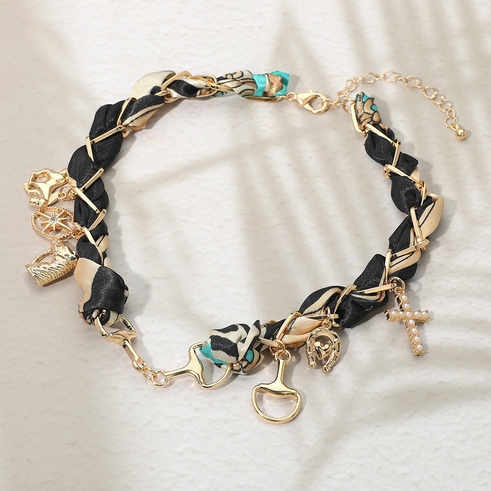 WON PRINT SCARF+NECKLACE