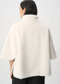 JOSEPH RIBKOFF CHEVRON FAUX FUR CAPE STYLE JACKET