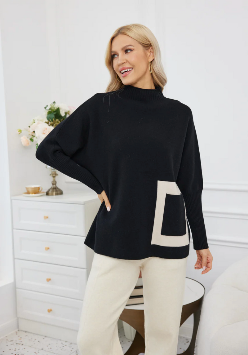 ORANGE SWEATER SQUARE DETAIL