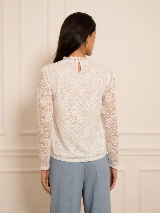 LACE BANDS LONG SLEEVE BLOUSE