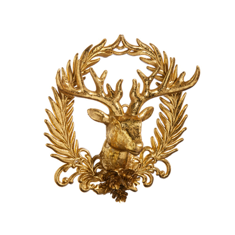 RAZ ORN GOLD DEER WREATH