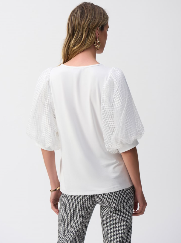 JOSEPH RIBKOFF JERSEY PUFF SLEEVE TOP