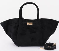 GOLD BUCKLE SUEDE FEEL TOTE BAG