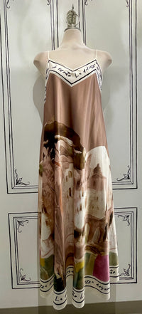 V NECK ABITO WATERCOLOUR DRESS