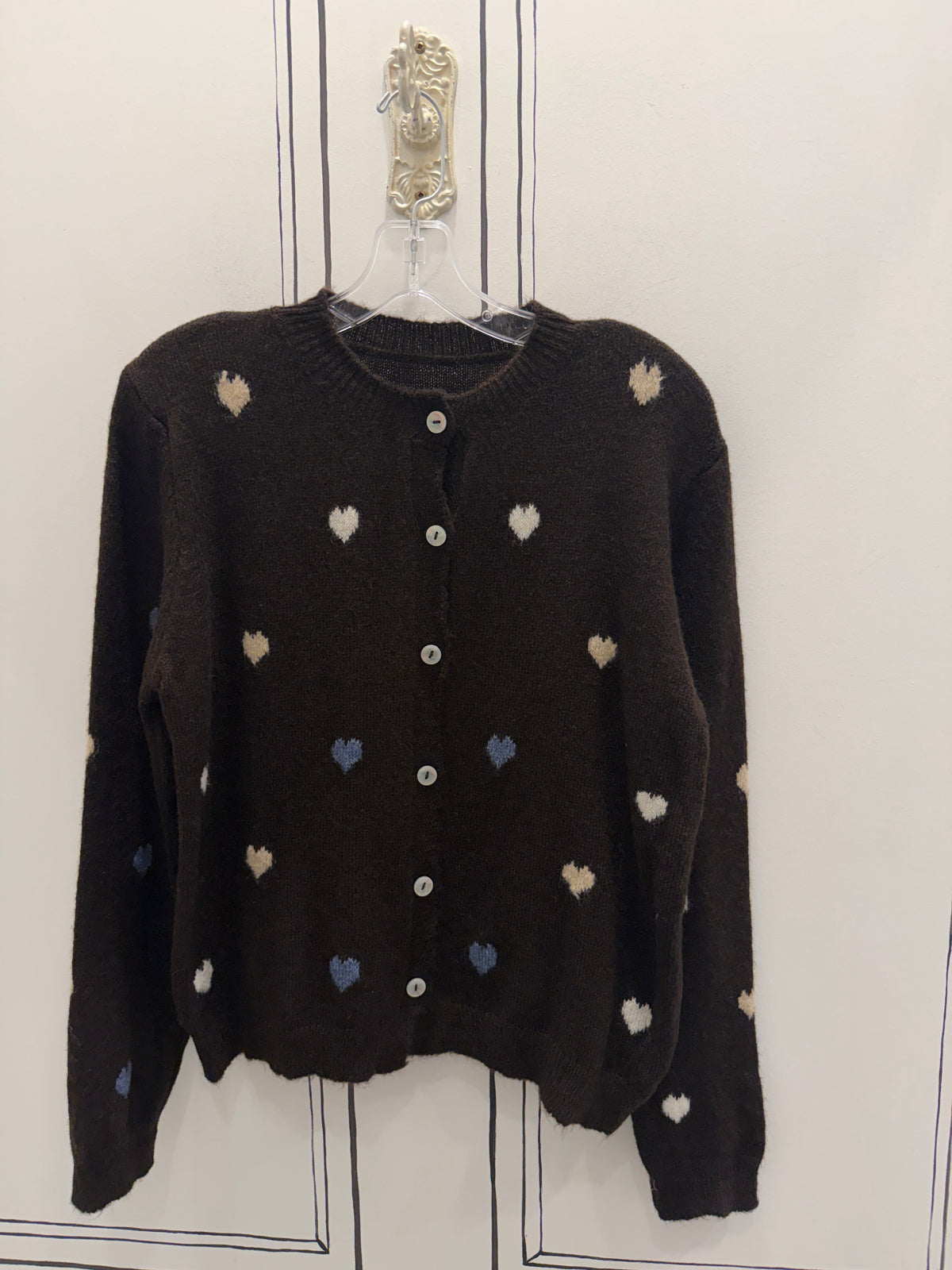 WINNI SWEATER CARDI MULTI SHADE HEARTS SOFT KNIT