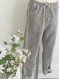FASHION JOGGER SATIN RHINESTONE STRIPE