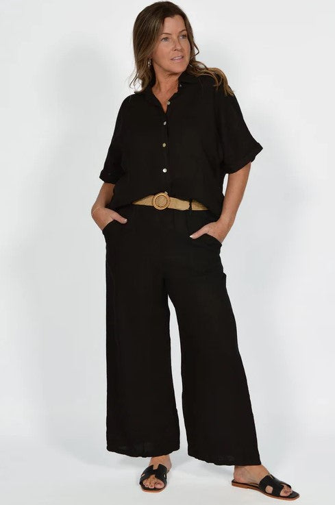 CATHERINE LILYWHITE LINEN PANT WITH BELT