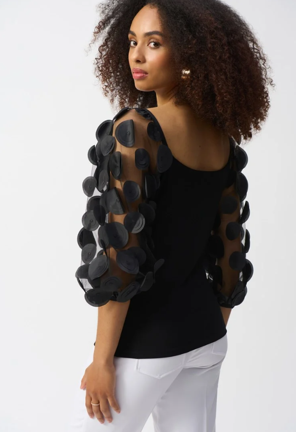 JOSEPH RIBKOFF 3D DOT SLEEVE TOP