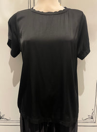 SHORT SLEEVE SATIN TOP