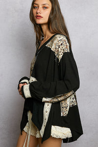 POL TOP V NECK LACE TRIM