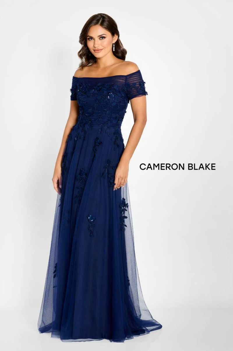 CAM GOWN OFF SHLDR TULLE OVRLY
