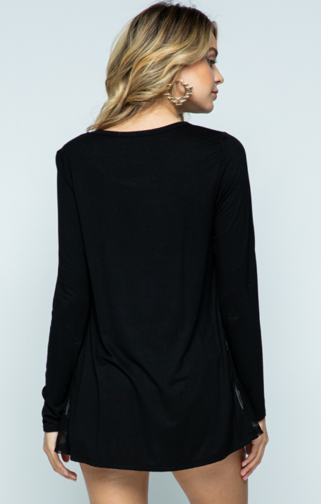 ROUND NECK LONG SLEEVE JERSEY KNIT TOP