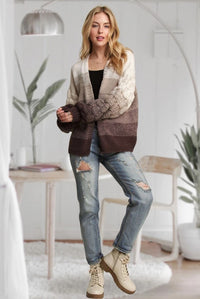 PUFF SLEEVES OMBRE CARDIGAN