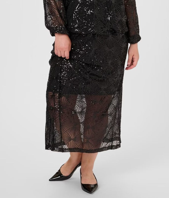 KAFFE CURVE DETAILED SEQUIN EMBELLISHMENT SKIRT