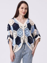 CROCHET 3 BUTTON SWEATER