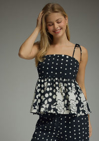 POLKA DOT SELF TIE TOP
