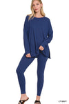 LOUNGESET ROUND NECK TOP WITH LEGGINGS