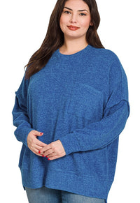 OVERSIZED BRUSHED DROP SHOULDER PULLOVER