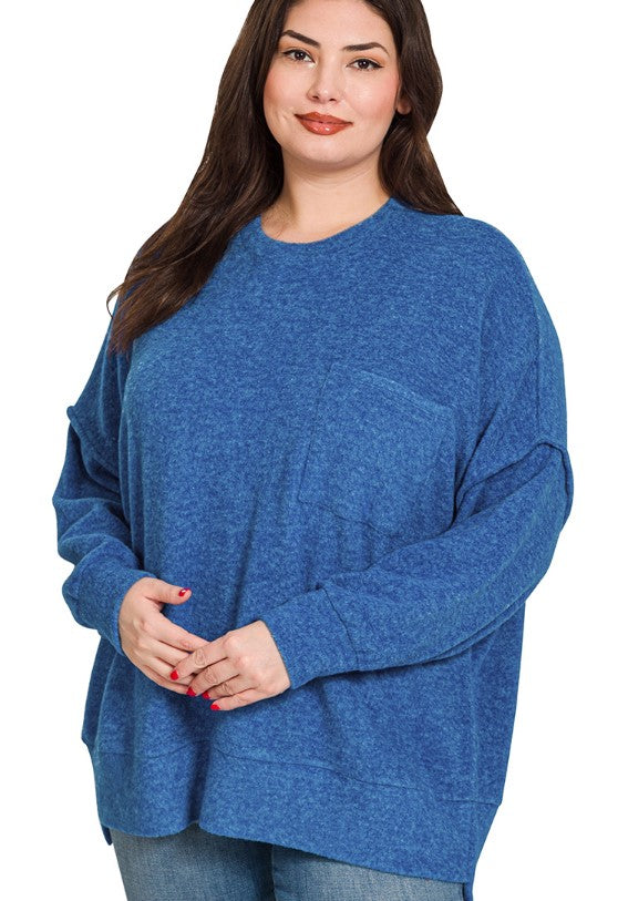 OVERSIZED BRUSHED DROP SHOULDER PULLOVER