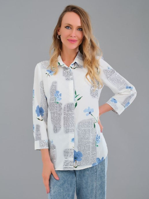 TRICOTTO BLOUSE NEWSPRINT FLWR
