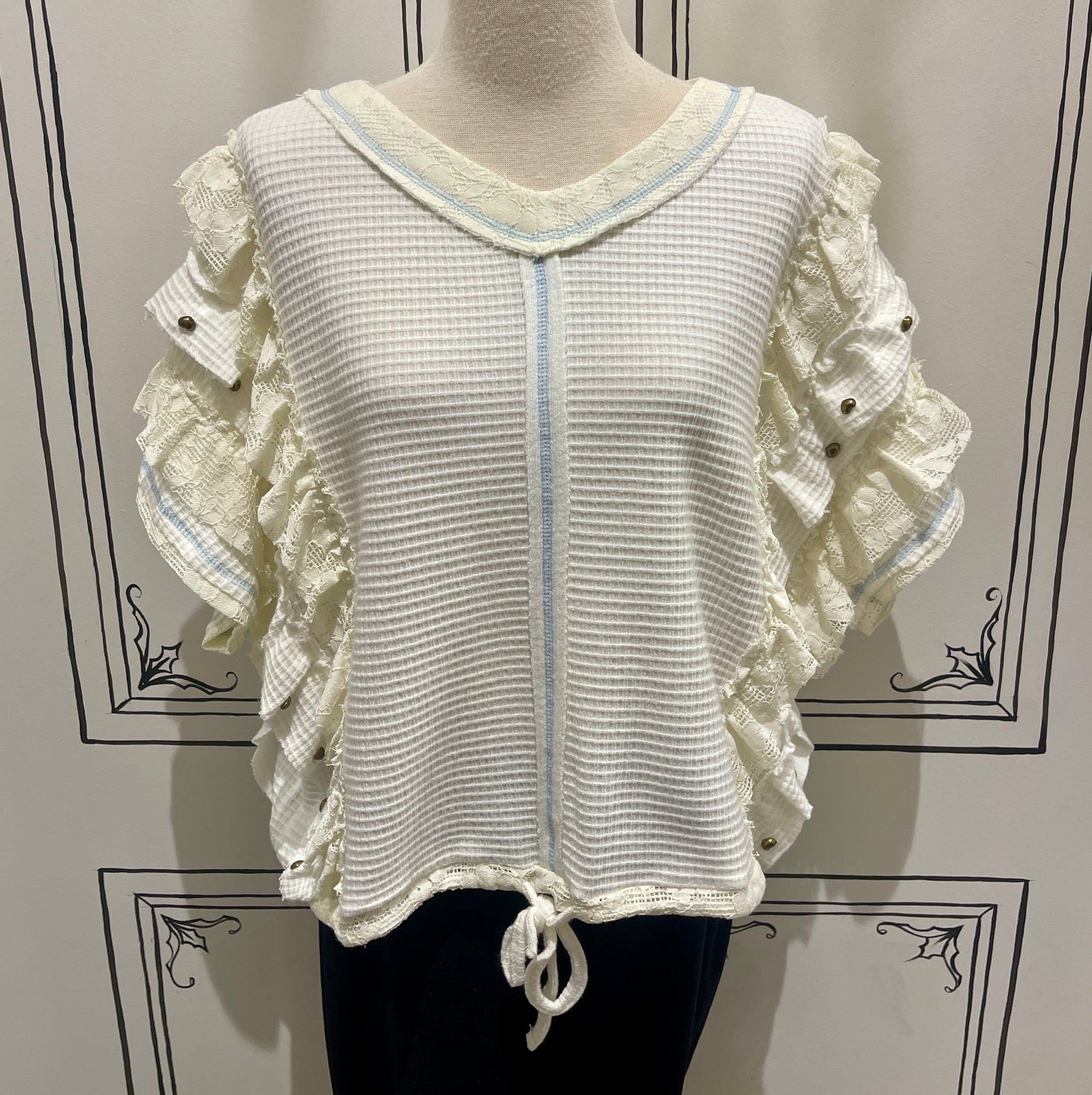 POL TOP KNIT V NECK CONTRAST TRIM