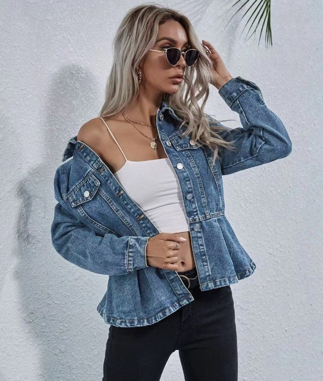 DENIM PEPLUM JACKET
