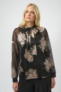 RIBKO BLOUSE SHEER PRNT TIE