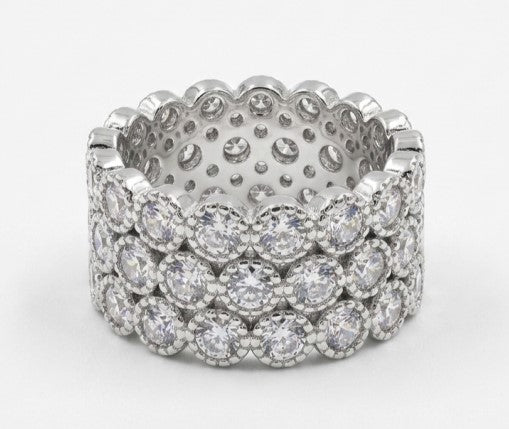 EVERSHINE RING 3 ROW ROUND STONES