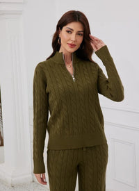CABLE KNIT QUARTER ZIP SWEATER