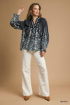 UM BLOUSE V NK PRINT L/S