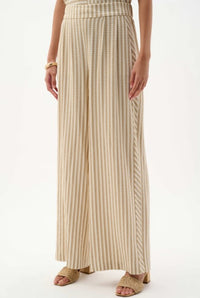 RIBKO PANT WOVEN STRIPE WIDE LEG PULL ON