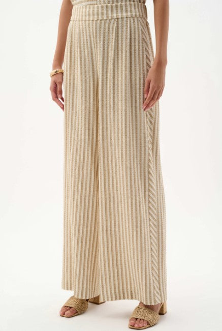 RIBKO PANT WOVEN STRIPE WIDE LEG PULL ON