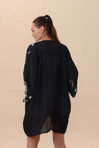 FLORAL EMB CARDI BLACK