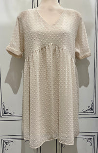 SWISS DOT BABYDOLL V NECK DRESS