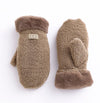 FLEECE MITTENS WITH FAUX FUR TRIM