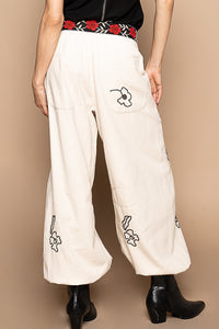POL PANTS EMBROIDERED DESIGN
