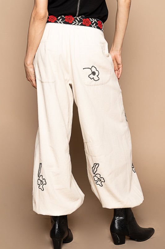POL PANTS EMBROIDERED DESIGN