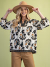 GIGIO BLOUSE FLORAL PRINT 3/4 SLV