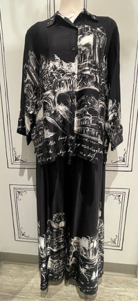2 PIECE SET - 3/4 SLEEVE BUTTON UP WITH PULL ON PANTS