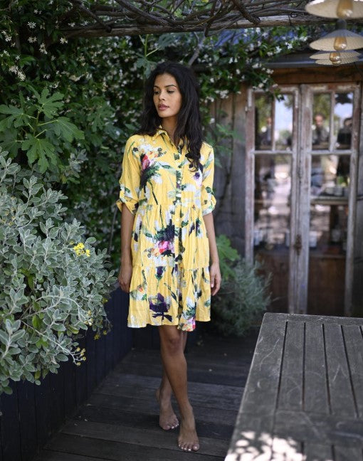 3/4 SLEEVE BUTTON UP DRESS