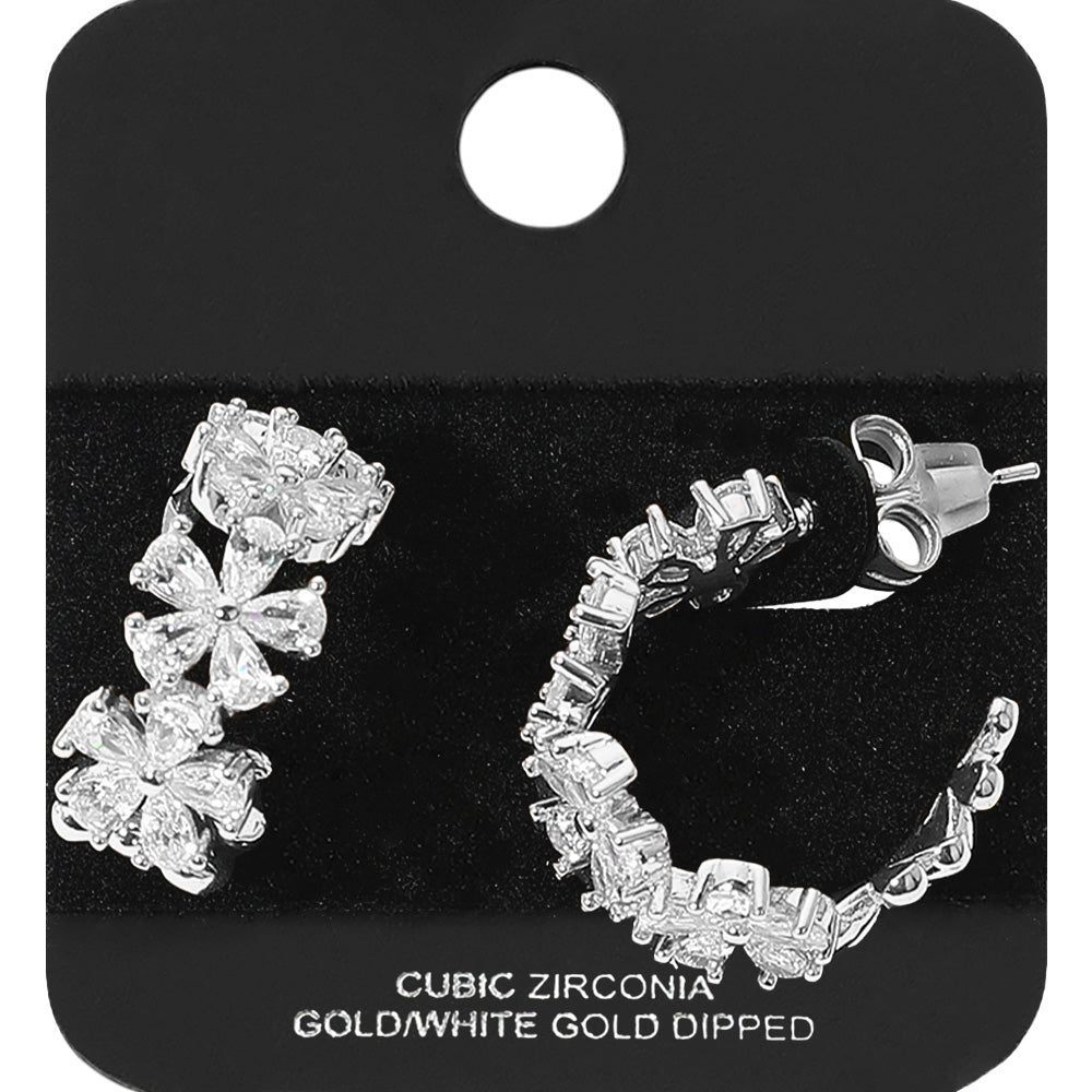 WONA EARRING FLWR CZ HOOP