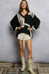 POL TOP V NECK LACE TRIM