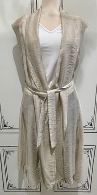 LONG BELTED MESH BACK VEST
