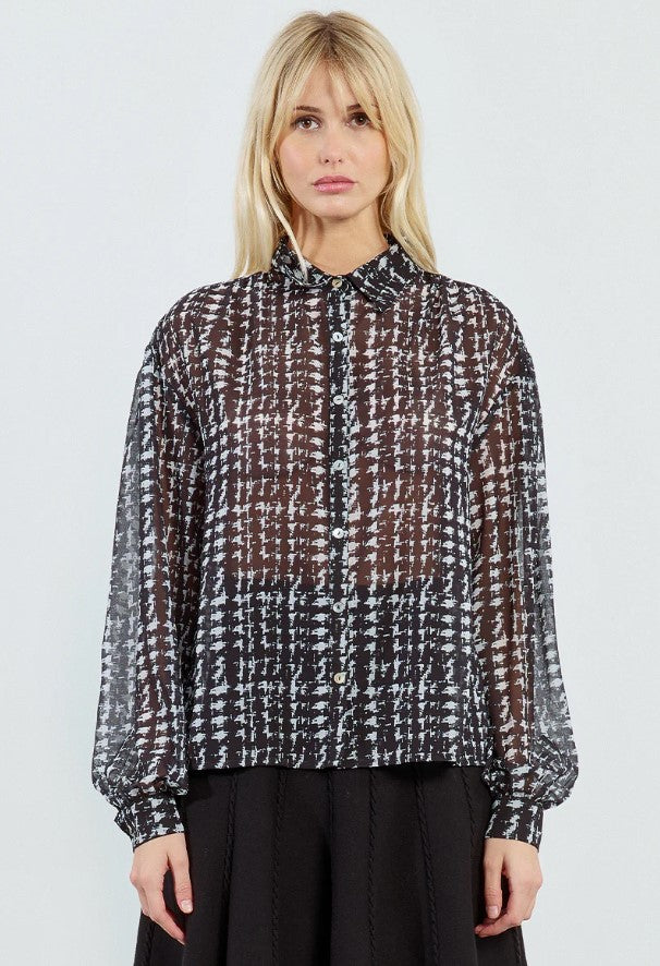 MOLLY BLOUSE BLK PLAID