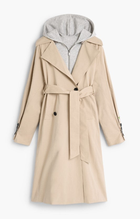 DESIGUAL LAPEL COLLAR TRENCH COAT WITH HOODIE
