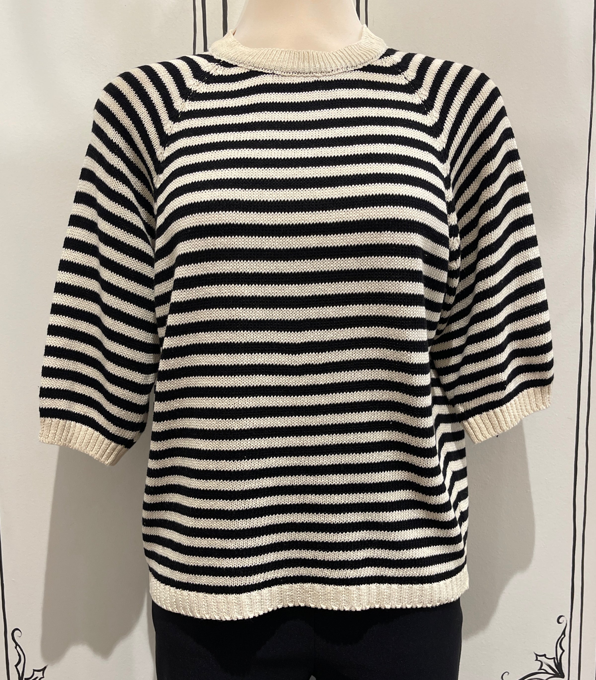 PULLOVER LONG SLEEVE STRIPE TOP