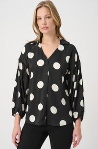 JOSEPH RIBKOFF TOP POLKA DOT SATIN