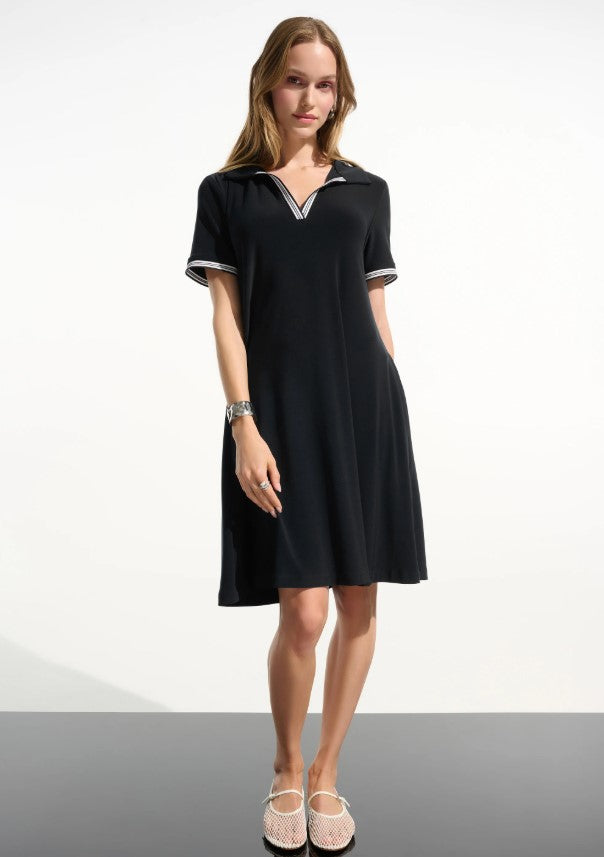 RIBKO S/S TRAPEZE DRESS COLLAR