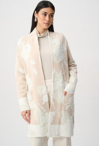 JOSEPH RIBKOFF ABSTRACT JACQUARD KNIT CARDIGAN