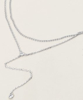 NECKLACE W DROP ROUND STONE